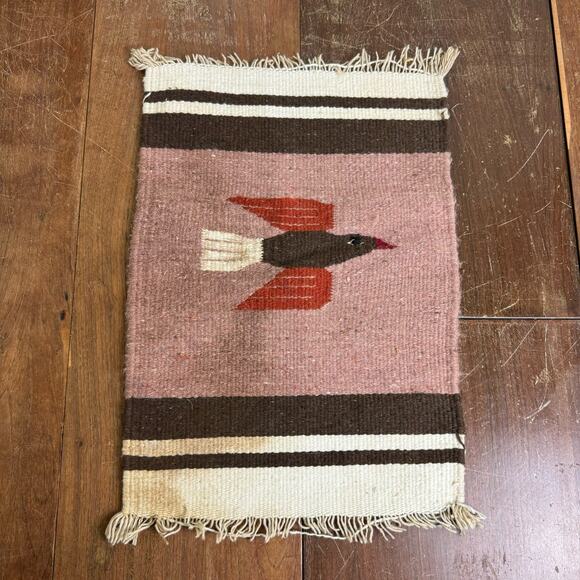 Vintage Native American Woven Mat Rug‎ Tapestry Carpet Birds - Picture 1 of 7